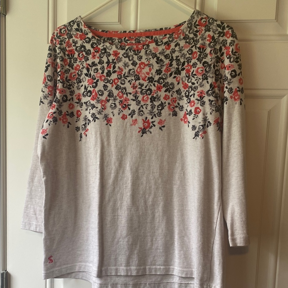 Joules Blouse Gray and Cream with flowers